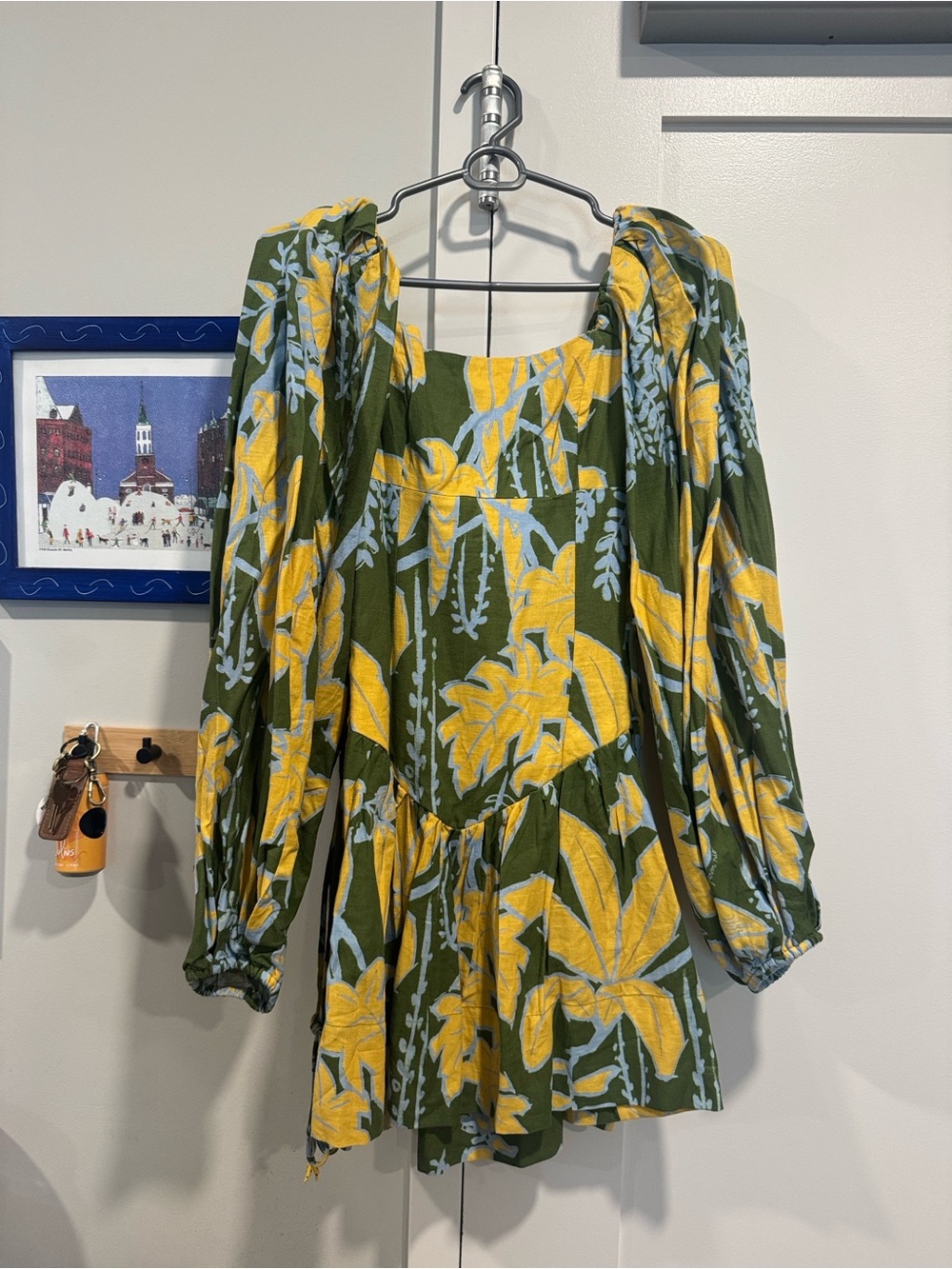 NWT Farm Rio Green Foliage Sketch Lenzing™ Ecovero™ Euroflax™ Mini Dress - Picture 3 of 3